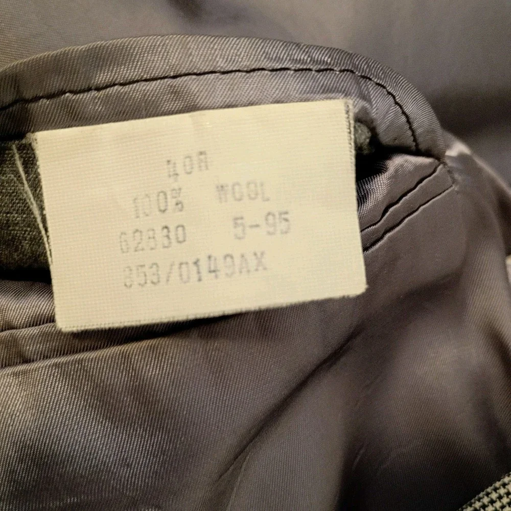 VTG Lands' End 40R Wool Black‎ Houndstooth Blazer Sport Coat Jacket 2 Button USA